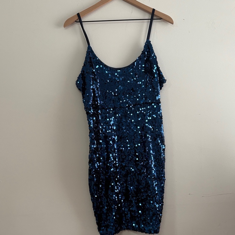 Revamped Glittering Blue Sequin Mini Dress